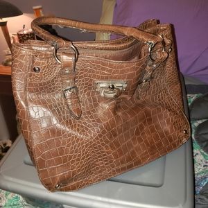 XL Faux Leather Crocodile/Snakskin Brown purse by Bueno